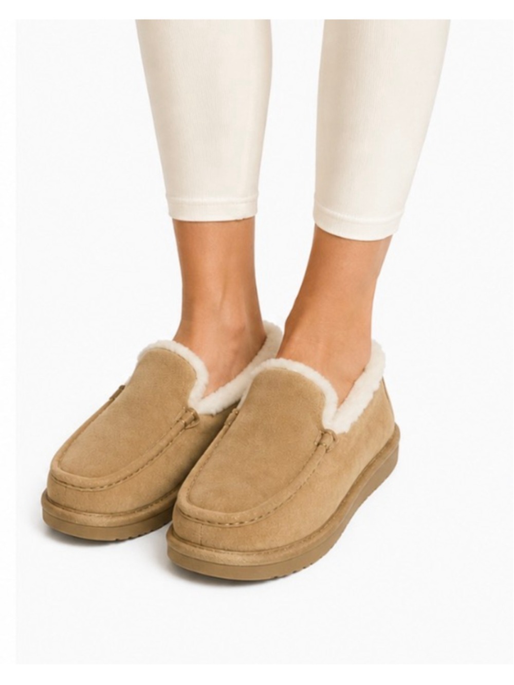 JW Anderson Tan & White Faux Fur Lined Slippers Size 9